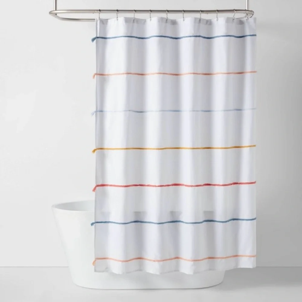 NWT Pillowfort Multi Stripe Tassel Shower Curtain
